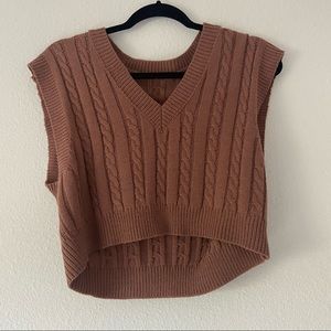 Brown cropped sweater vest